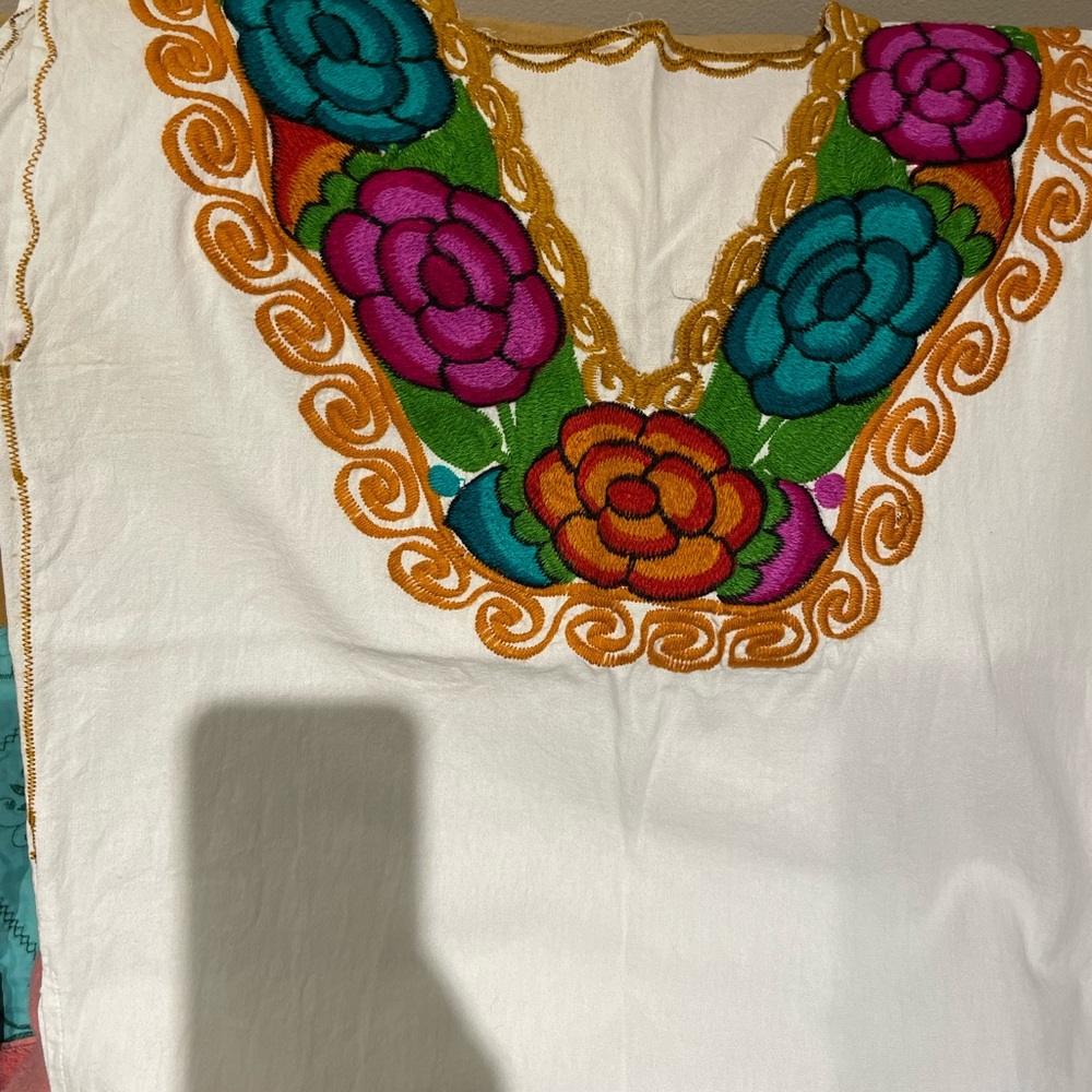 Boho Embroidered Floral Top with Colorful Design